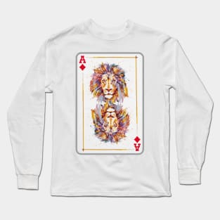 Lion Head Ace of Diamonds Playing Card Long Sleeve T-Shirt